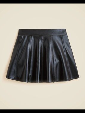 Crewcuts Girls Faux Leather Pleated Mini Skater Skirt, 8, Black